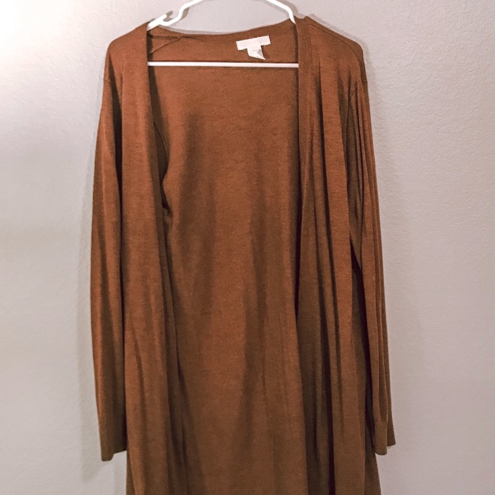 Brown long line H&M cardigan